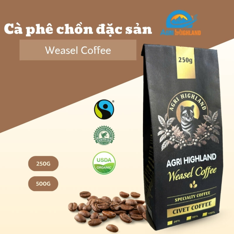 AGRIHIGHLAND specialty civet coffee 80% Robusta and 20% rare civet coffee